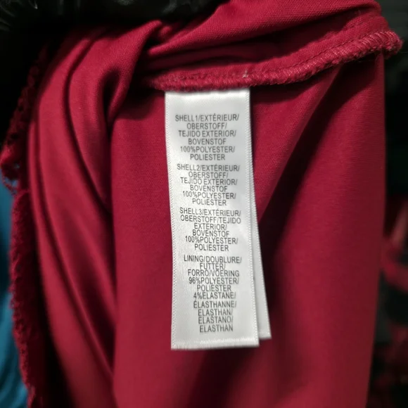 16W RED Adrianna Papell Dress Crochet Lace Midi Chiffon Slit Sleeves Lined - Picture 5 of 6